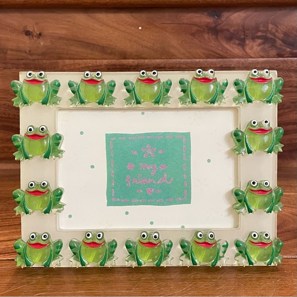 Vintage Y2K Acrylic White & Green Frog Picture Frame 3.5x5 New with tags. - Picture 1 of 7
